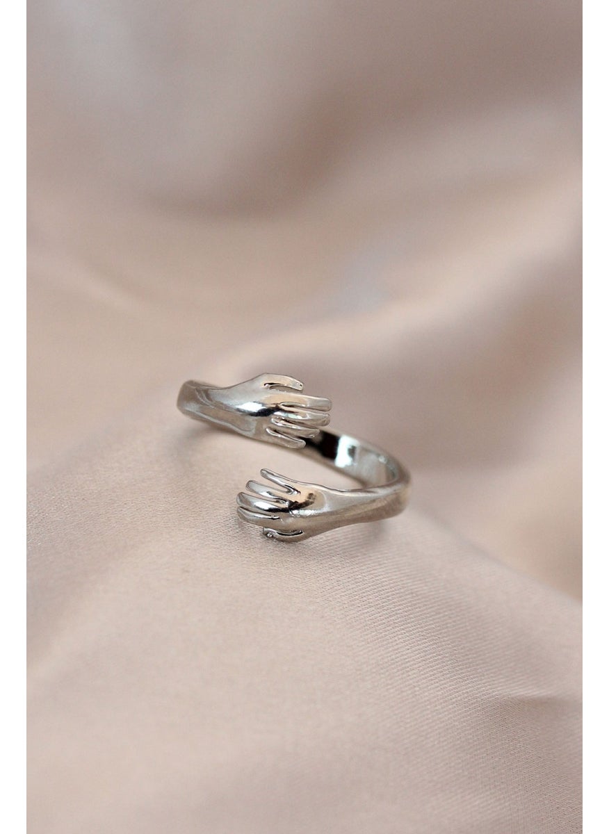 Adjustable Silver Color Metal Hugging Hands Model Ring - pzsku/Z01AA92DE639A3CC8B5F6Z/45/_/1729228949/4c801cef-909f-4925-831f-0373774a9491