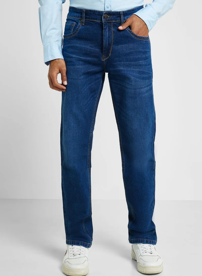 Thomas Scott Thomas Scott Men Smart Regular Fit Light Fade Stretchable Jeans
