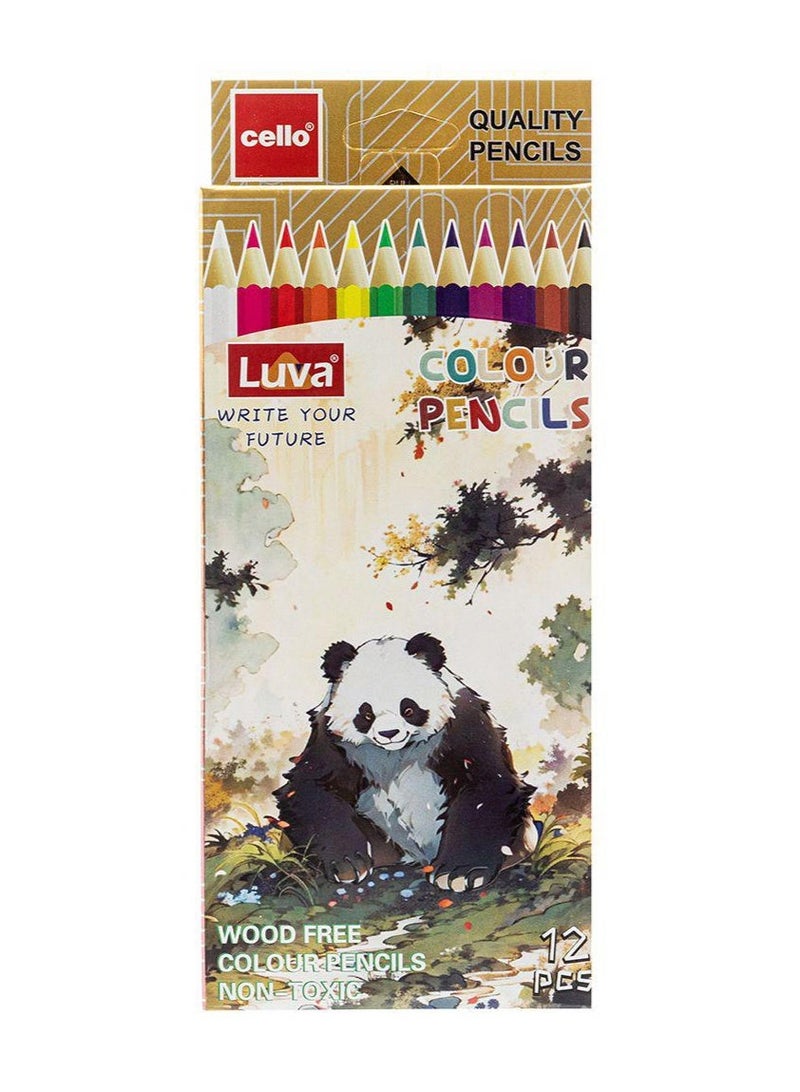 Cello 12 Pack Wooden Colored Pencils, Eco-Friendly and Made from Recyclable Materials – Ideal for Drawing, Sketching, and Coloring, Perfect Art Supplies for School and Office - Image 1