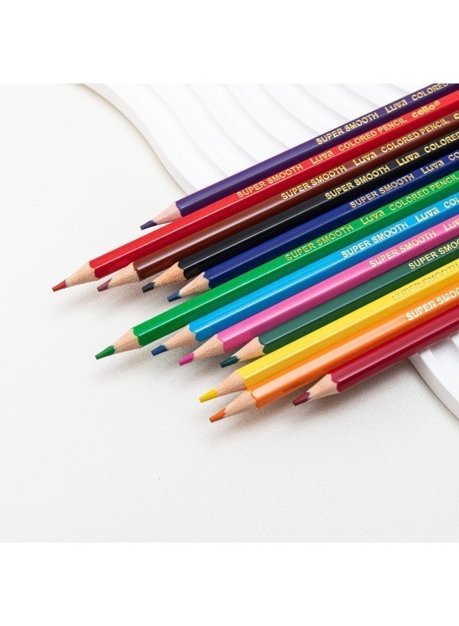 Cello 12 Pack Wooden Colored Pencils, Eco-Friendly and Made from Recyclable Materials – Ideal for Drawing, Sketching, and Coloring, Perfect Art Supplies for School and Office - Image 2