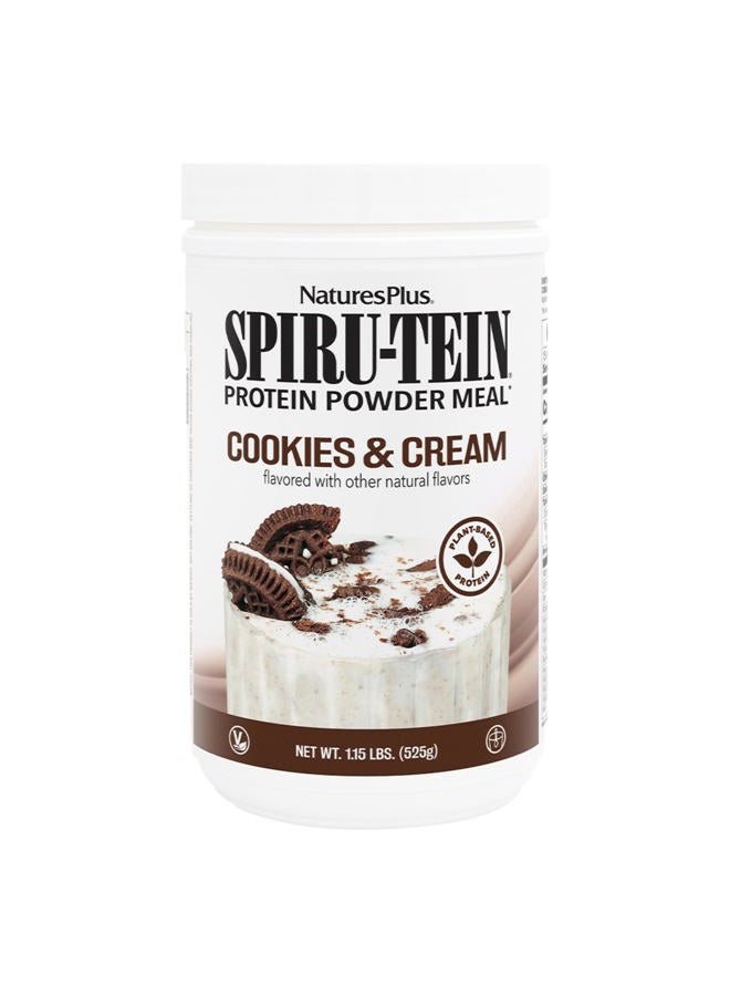 Natures Plus SPIRU-TEIN Shake - Cookies & Cream - 1.15 lbs, Spirulina Protein Powder - Plant Based Meal Replacement, Vitamins & Minerals For Energy - Vegetarian - 15 Servings - Image 1