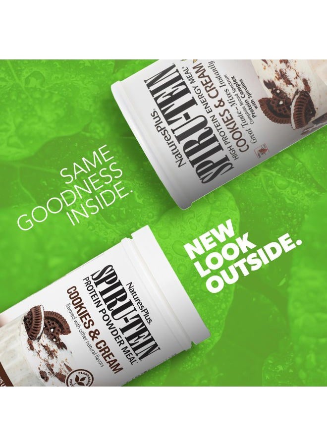 Natures Plus SPIRU-TEIN Shake - Cookies & Cream - 1.15 lbs, Spirulina Protein Powder - Plant Based Meal Replacement, Vitamins & Minerals For Energy - Vegetarian - 15 Servings - Image 2
