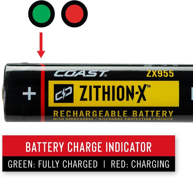 Coast Coast ZX955 ZITHIONX LiIon Rechargeable Battery for The EAL18 PM300 PM310 and XPH34R LED Lights Black  - Image 4