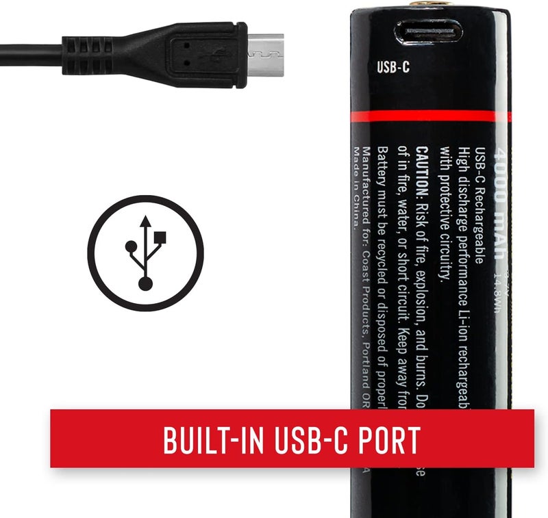 Coast Coast ZX955 ZITHIONX LiIon Rechargeable Battery for The EAL18 PM300 PM310 and XPH34R LED Lights Black  - Image 3