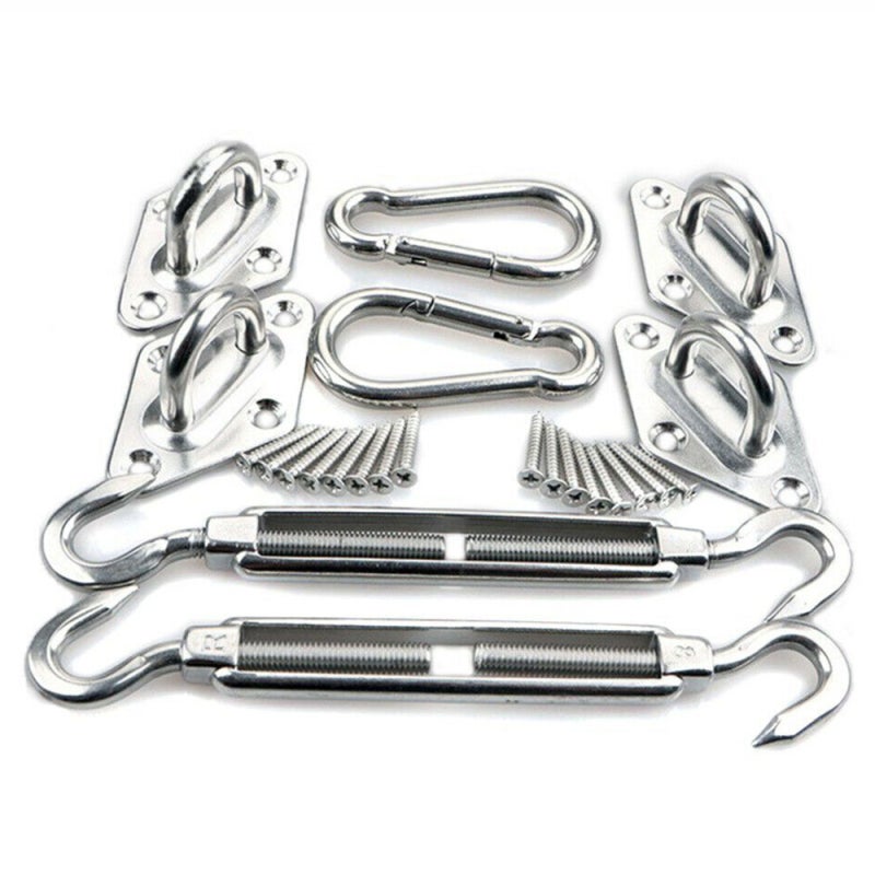 Sun Shade Sail Installation Kit: 24Pcs Stainless Steel Construction - Easy To Install Complete Hardware Set for Outdoor Shade Setup - Image 1