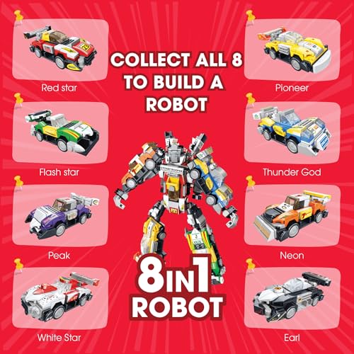 ThinkerPlace 8-in-1 Super Racing Car Pioneer (99 Pieces) | Learn About Speed | Building Block Set for Kids Age 6+ | STEM Educational Toy | Build, Collect & Create Mega Robot | Science & Learning Toy - Image 5