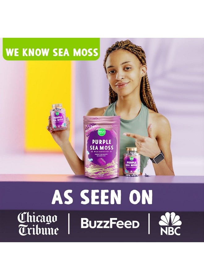 Maju Superfoods - Maju Powerful Purple Sea Moss Capsules (60 Ct) Extrastrength Purple Minerals Chondrus Crispus Stronger Than Gel Compare To Organic Irish Seamoss Capsule Wild Harvested Powder Pills - Image 1