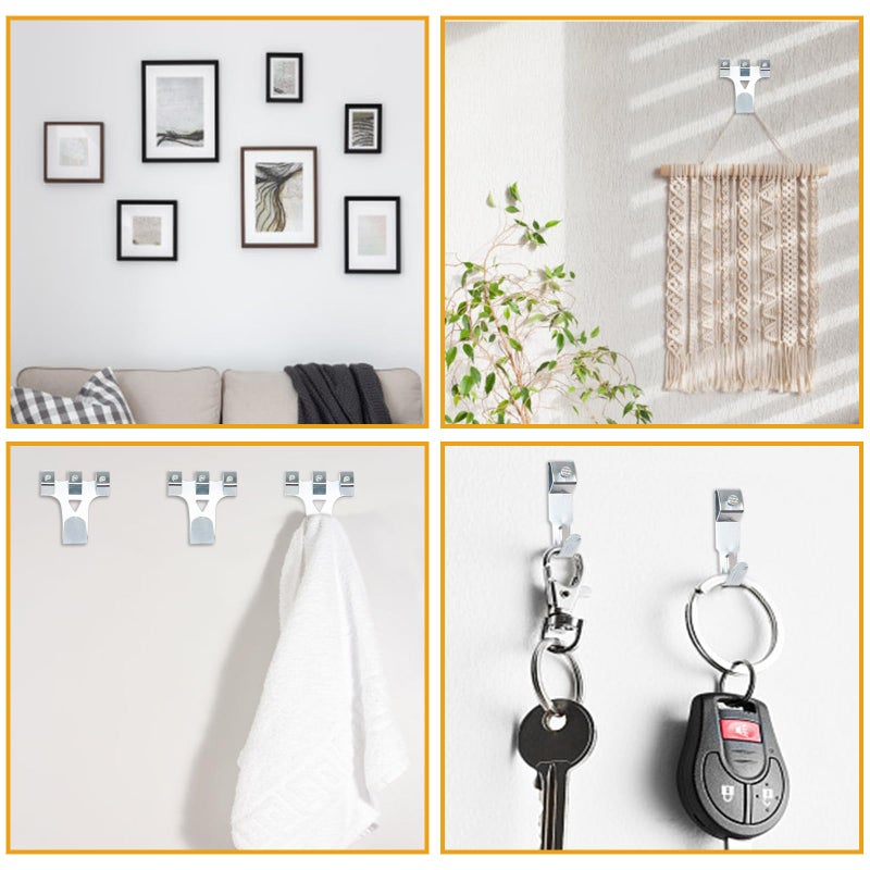 KURUI Picture Hanging Kit for Wall Decor, Frame, Painting, Art, Photo, 385Pcs Picture Hangers with Heavy Duty Hooks, Sawtooth, Hardware Nails, Wall Hangers for Bedroom Office Classroom (Silver) - Image 5