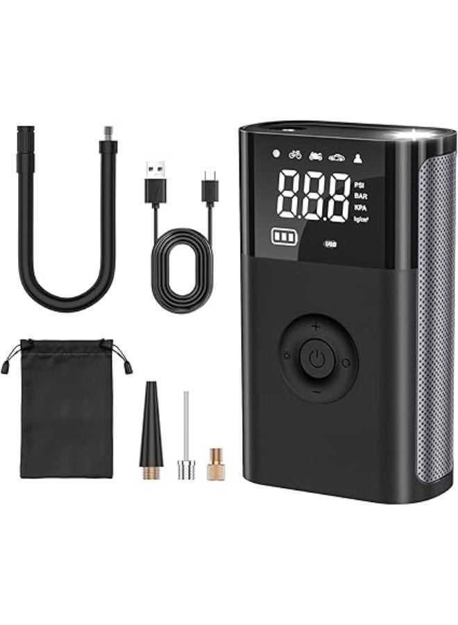 GLEVAR 12V Tire Inflator Portable Air Compressor Pump Digital Gauge, LED Light, Double Cylinder 150 PSI, Tire Repair Kit Included, For Car, Bike, Truck, SUV, Inflatables & Emergency Use - Image 1