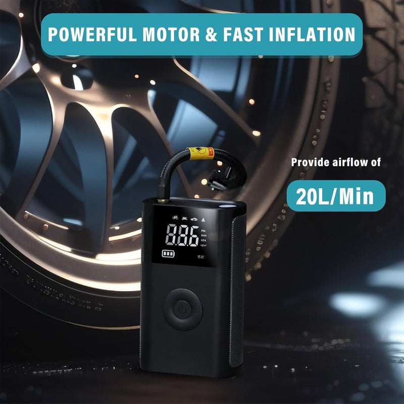 GLEVAR 12V Tire Inflator Portable Air Compressor Pump Digital Gauge, LED Light, Double Cylinder 150 PSI, Tire Repair Kit Included, For Car, Bike, Truck, SUV, Inflatables & Emergency Use - Image 2