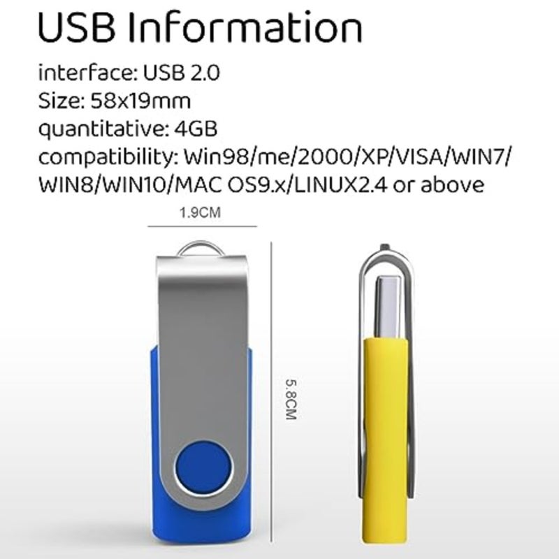 10 Pack 4GB USB 2.0 flash drives for office/school/project use, plastic body, multicolor, fast document transfer and easy visual identification - Image 2