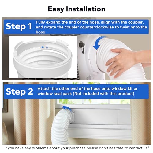 Cestluck Flexible AC Exhaust Hose, 5.9" Diameter Counterclockwise AC Hose, Length to 80", Portable Air Conditioner Vent Hose Compatible with Delonghi & LG Air Conditioner Parts - Image 5