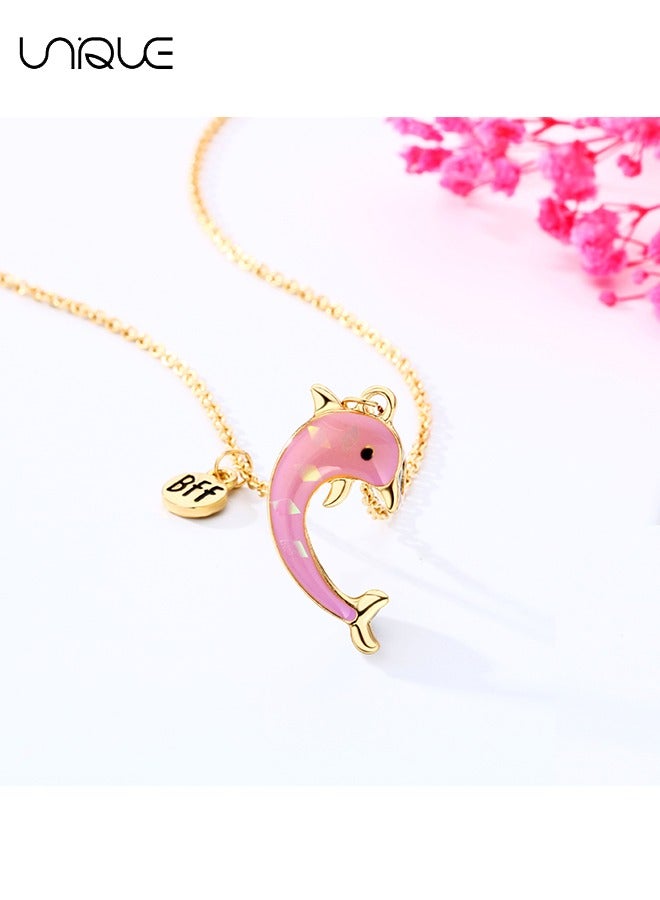 Unique Necklaces 2PCS Friendship Magnetic Necklaces Best Friends Gold Dolphin Pendant Chain Necklaces for Girls Women Friendship Jewelry Gifts for Kids  - Image 4