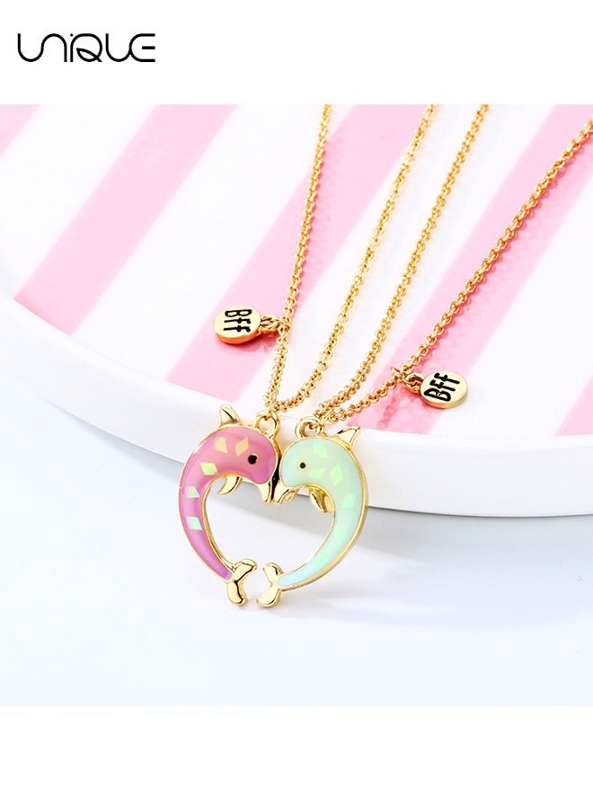 Unique Necklaces 2PCS Friendship Magnetic Necklaces Best Friends Gold Dolphin Pendant Chain Necklaces for Girls Women Friendship Jewelry Gifts for Kids  - Image 5