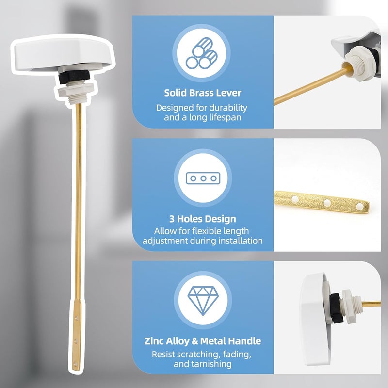 Hibbent Toilet Handle Replacement Compatible with TOTOTHU004-CP Trip Lvr for ST701, CST854, CST884,Side Mount Toilet Flush Handle, Flush Tank Lever, White - Image 2