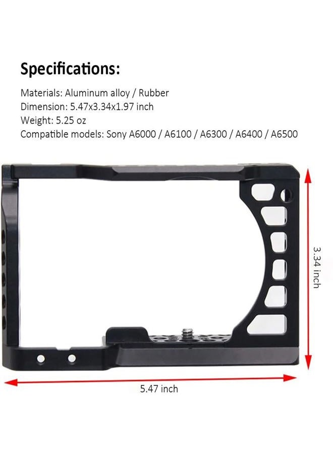 Easy Hood حامل كاميرا لسوني ألفا A6100 A6400 A6300 A6500 A6000، هيكل تصوير فيديو من الألمنيوم مع نقاط تثبيت 1/4" 3/8" وحذاء بارد للميكروفون والشاشة وضوء التعبئة - Image 5