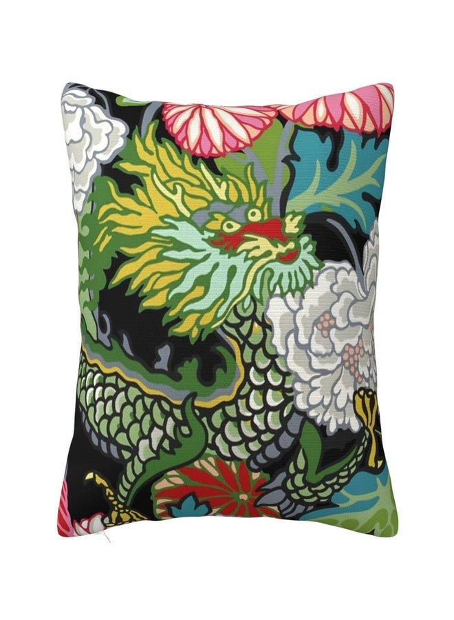 Bzkier Chinoiserie Pillow Cover Chinese Dragon Pillow Linen Pillow Covers 18x18 Inch for Sofa Car Living Room Bedroom Outdoor Home Decor Pillow Cases - Image 1