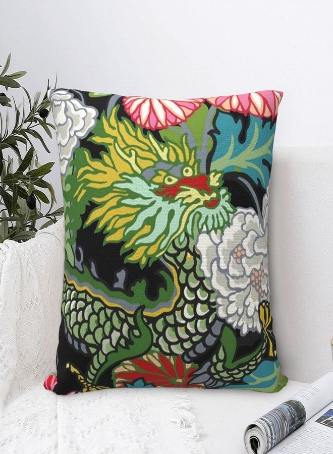 Bzkier Chinoiserie Pillow Cover Chinese Dragon Pillow Linen Pillow Covers 18x18 Inch for Sofa Car Living Room Bedroom Outdoor Home Decor Pillow Cases - Image 5