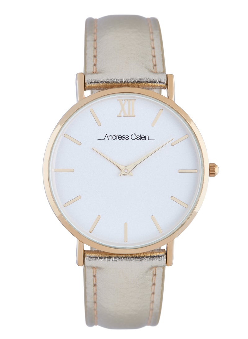 Andreas Osten Andreas Osten Ladies Analog Watch with Metallic Rose Leather Band, AO-196  - Image 1
