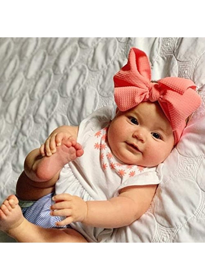 KIDOCHEESE KIDOCHEESE Big Bows Baby Girl Headbands with Bows Elastics Nylon Hairbands Oversized Head Wraps Large Hair Bow Hair Accessories for Baby Girls Newborn Infant Toddlers Kids  - Image 2