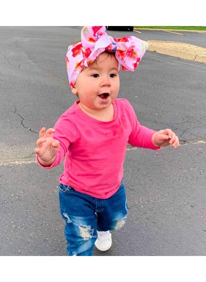 KIDOCHEESE KIDOCHEESE Big Bows Baby Girl Headbands with Bows Elastics Nylon Hairbands Oversized Head Wraps Large Hair Bow Hair Accessories for Baby Girls Newborn Infant Toddlers Kids  - Image 5