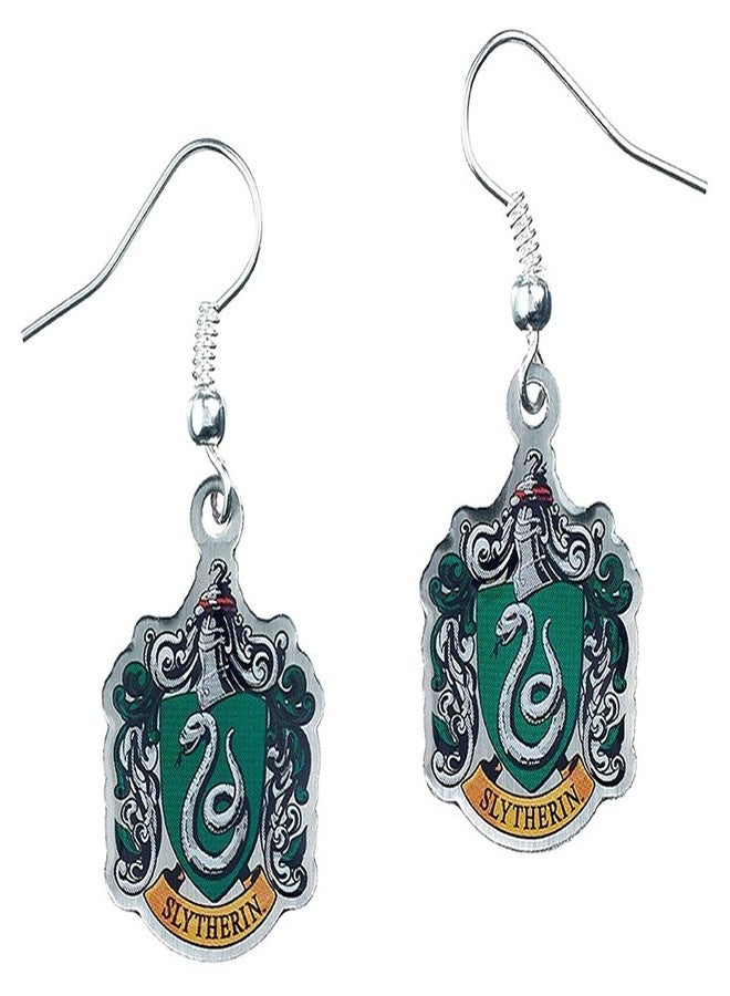Harry Potter Slytherin Crest Silver Plated Earrings - Image 1