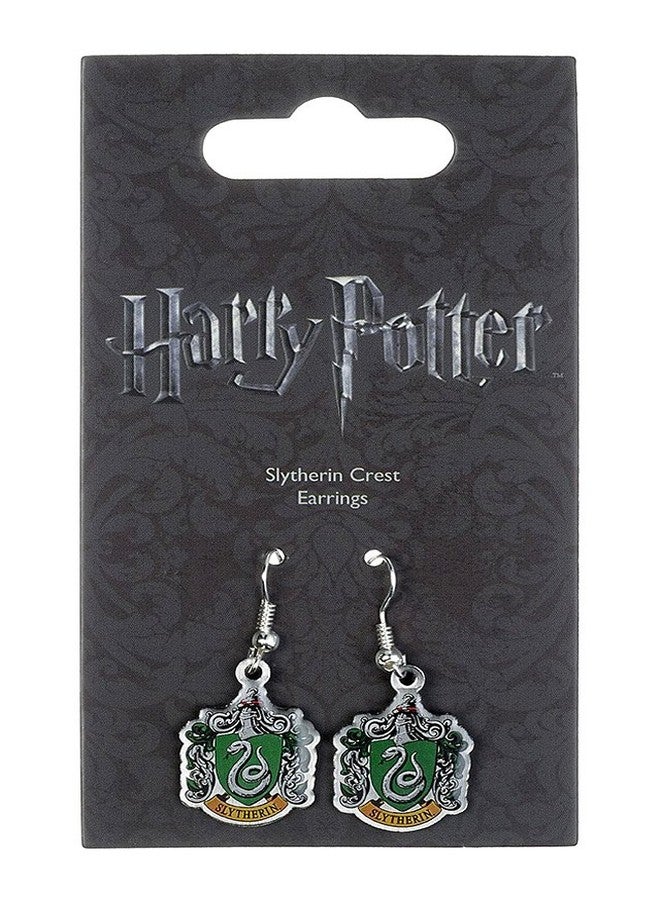 Harry Potter Slytherin Crest Silver Plated Earrings - Image 2