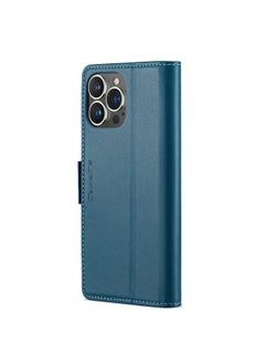 CaseMe Flip Wallet Case For iPhone 15 Pro Max [RFID Blocking] PU Leather Wallet Flip Folio Case with Card Holder Kickstand Shockproof Phone Cover (Blue)  - Image 2