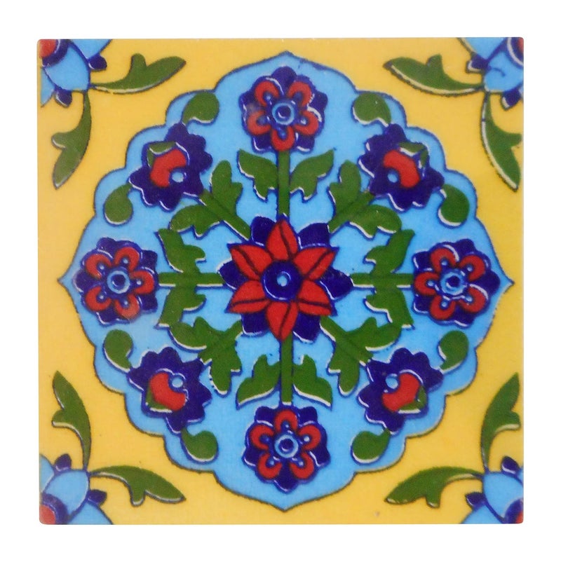 Shivkripa Blue Art Pottery Ceramic Handmade Tiles Pack of 12 SKT48