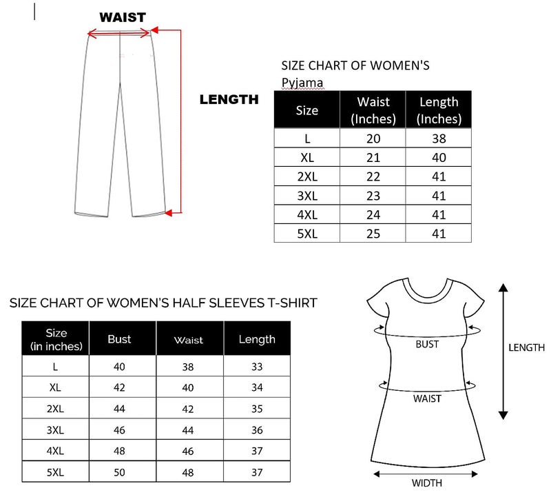 Duchess Women's Cotton Summer Wear Printed Night Suit Pajama Set (Airforce-Black, Large) - Image 2
