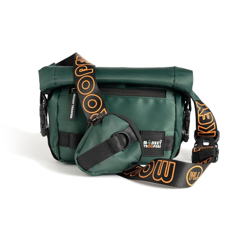 Monkey Troopers Radiant Waist Bags for Men Women- Premium Stitching, Branded Zippers, Water resistant pocket, Fanny pack for Hiking Travel, Lightweight & Tough, Quick-Access Pocket (Dark Green) - Image 1