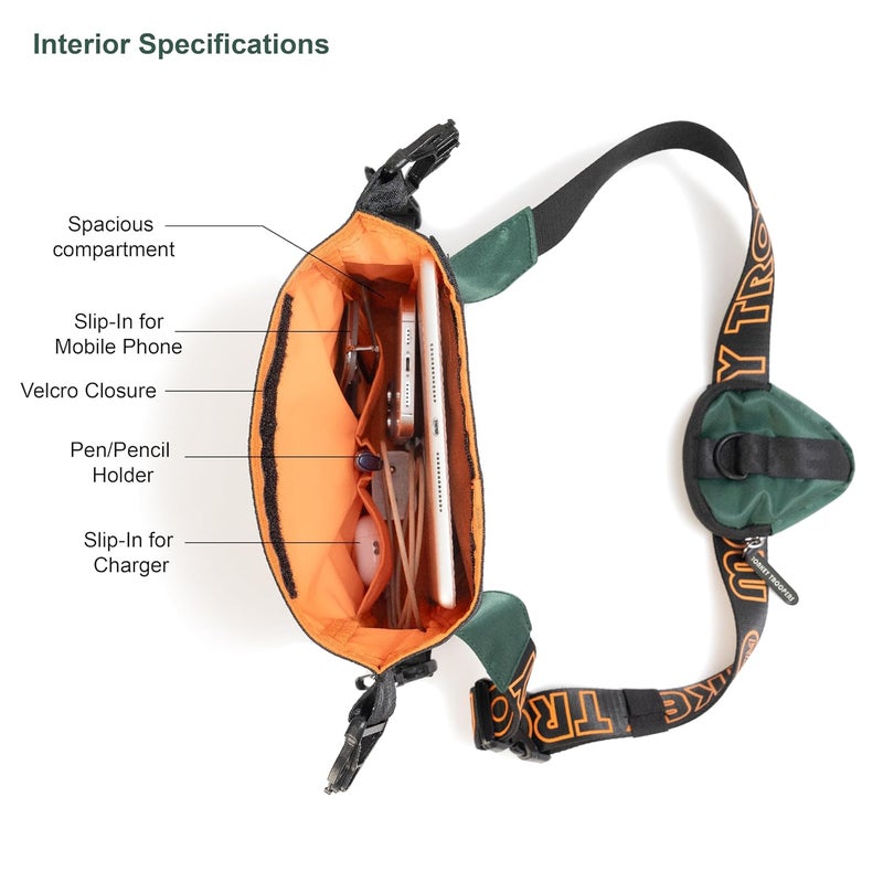 Monkey Troopers Radiant Waist Bags for Men Women- Premium Stitching, Branded Zippers, Water resistant pocket, Fanny pack for Hiking Travel, Lightweight & Tough, Quick-Access Pocket (Dark Green) - Image 4