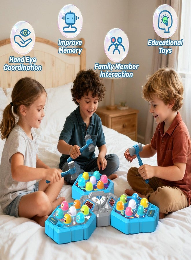 TooLion 3-Player Whack Game Mole Toy for Ages 3+, Early Learning Toy with Lights & Sounds, Interactive Pounding Hammer Toy with 3 Game Modes, Perfect for Families with Multiple Kids of Different Ages - Image 5