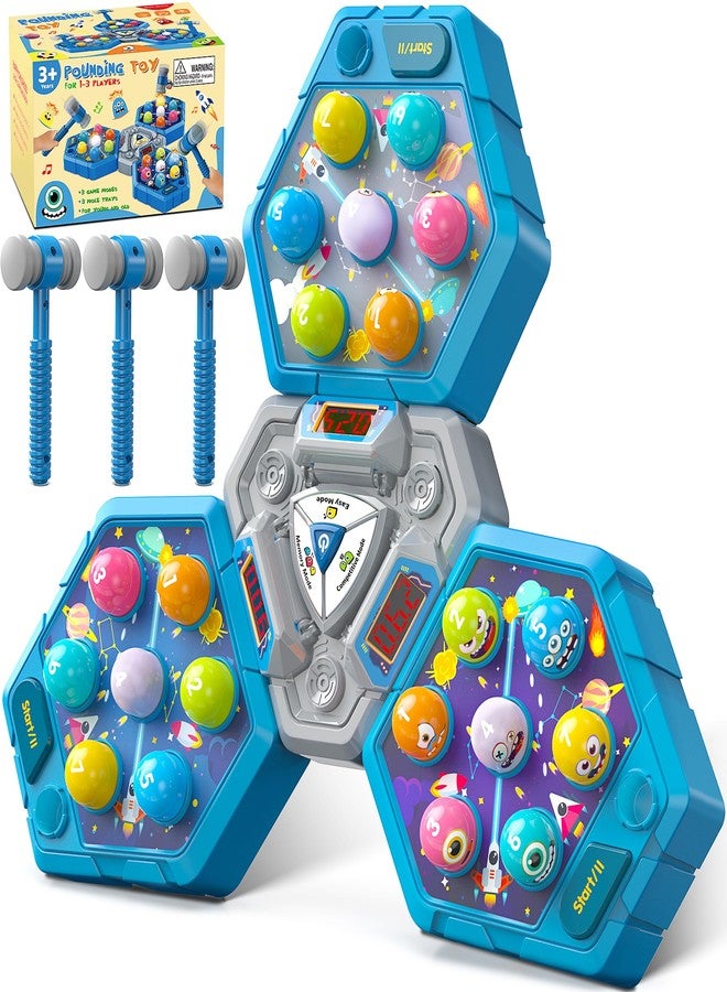 TooLion 3-Player Whack Game Mole Toy for Ages 3+, Early Learning Toy with Lights & Sounds, Interactive Pounding Hammer Toy with 3 Game Modes, Perfect for Families with Multiple Kids of Different Ages - Image 1