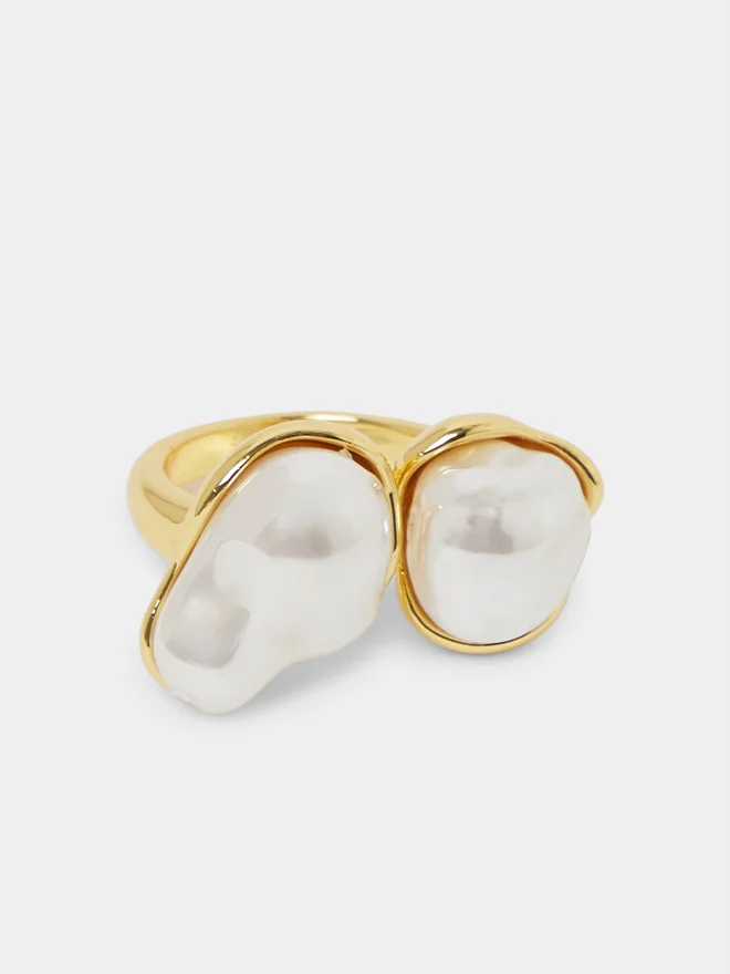 Styli  Styli Golden Ring with Baroque Pearls for Women | Best Price UAE
