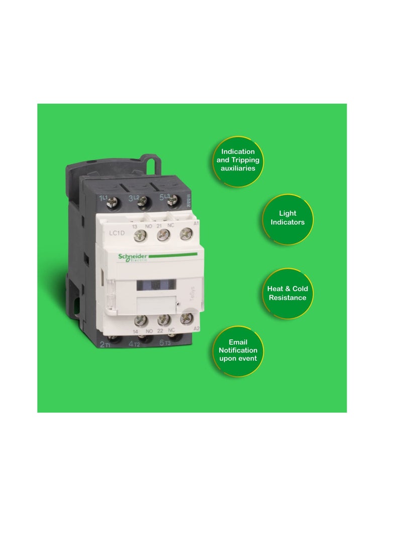Schneider Electric - Schneider Electric TeSys D - AC Contactor, 220 V AC, 50/60 Hz, 3 Pole, 3NO, 9A, Fixed & DIN Rail Mounting, LC1D09M7 - Image 1