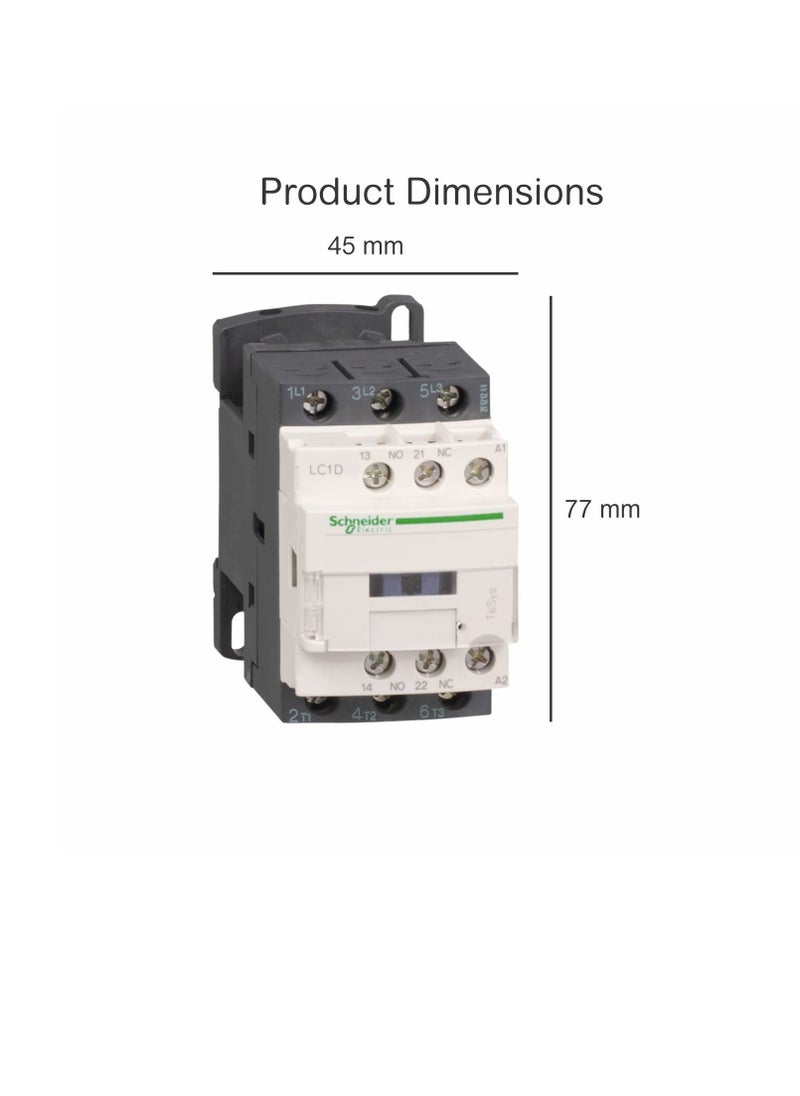Schneider Electric - Schneider Electric TeSys D - AC Contactor, 220 V AC, 50/60 Hz, 3 Pole, 3NO, 9A, Fixed & DIN Rail Mounting, LC1D09M7 - Image 1