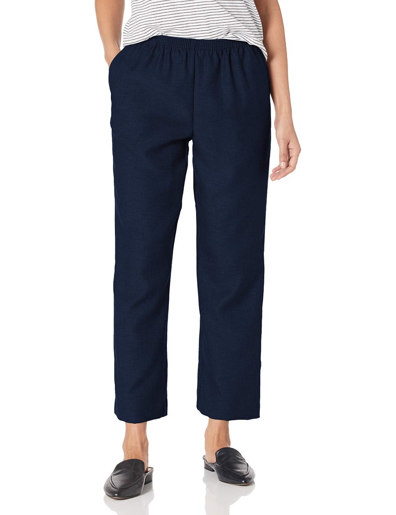 Alfred Dunner Women's Around Elastic Waist Polyester Short Pull-On Style Pants, Navy, 10 Petite - Image 3