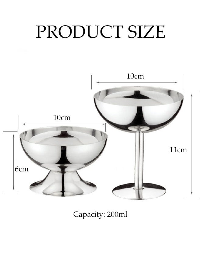 DUNISO 2pcs Stainless Steel Dessert Cup High Footed Design Ice Cream Bowl Elegant Mousse Bowl for Custard Pudding and Salads Decorative Fruit Dish Holder Dessert Display Stand Fruit Tray Table Decoration - Image 4
