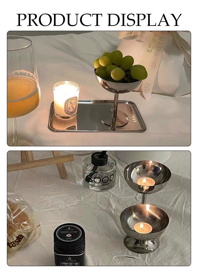 DUNISO 2pcs Stainless Steel Dessert Cup High Footed Design Ice Cream Bowl Elegant Mousse Bowl for Custard Pudding and Salads Decorative Fruit Dish Holder Dessert Display Stand Fruit Tray Table Decoration - Image 5