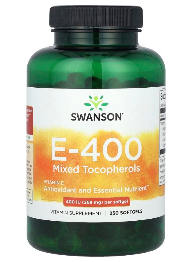 SWANSON Vitamin E-400 Mixed Tocopherols 400 IU (268 mg) 250 Softgels