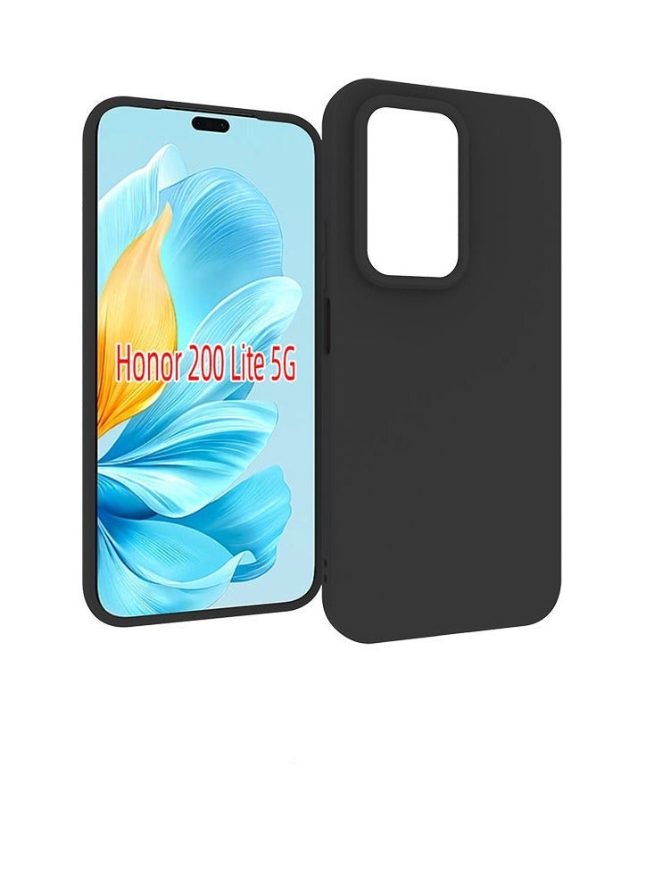 URBBKING Case Cover With Soft Liquid Silicone Protection Anti-Scratch For Honor 200 lite 5G Black - Image 1