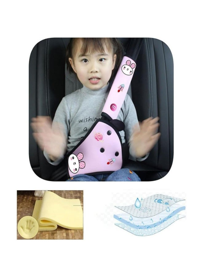 CMGTYYD 2 Pcs Car Seat Belt Pillow and Adjuster Set for Kids, Cute Cartoon Neck Support Cushion, Soft Comfortable Safety Strap Cover, Removable Washable, Perfect for Toddlers and Children Over 3 Years for Long Road Trips and Sleeping (Pink) - Image 5