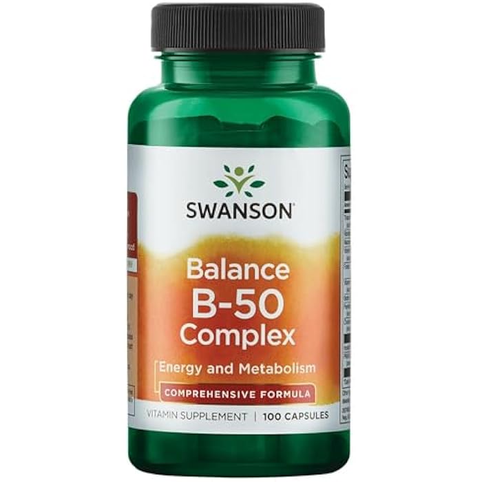 Swanson B-50 Complex - Vitamin Supplement Promoting Energy & Metabolism Support - May Support Heart Health, Memory & Support - (100 Capsules) - Image 1