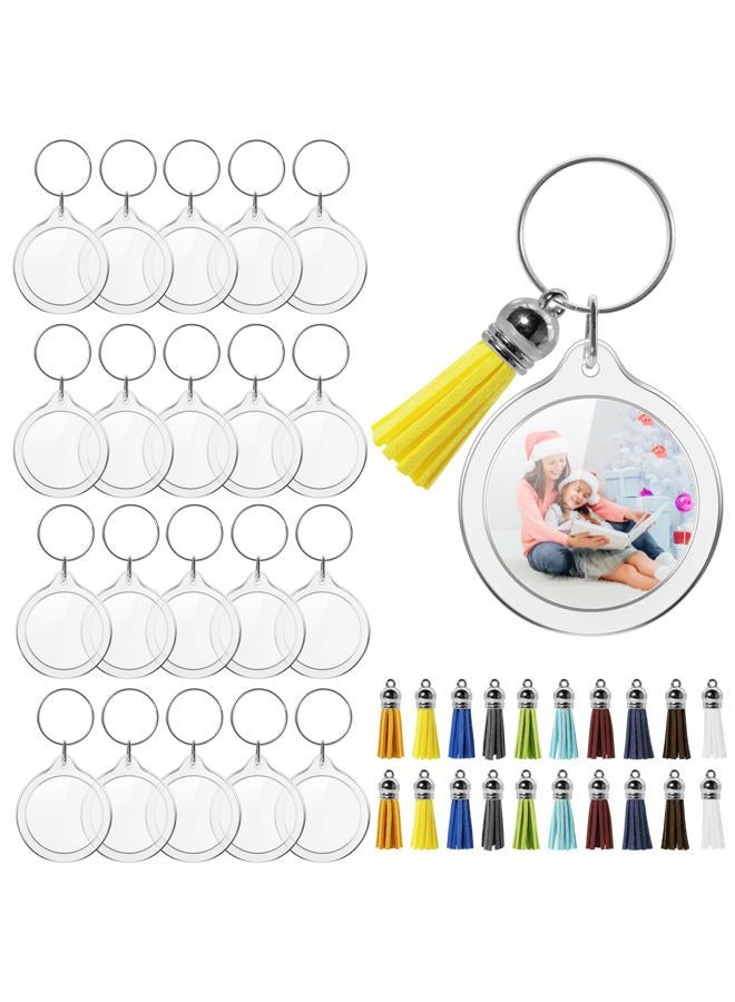 Philbinden 20 Set Acrylic Photo Keychain-Clear Picture Frame Keychain with Tassels, Clear, L - Image 1