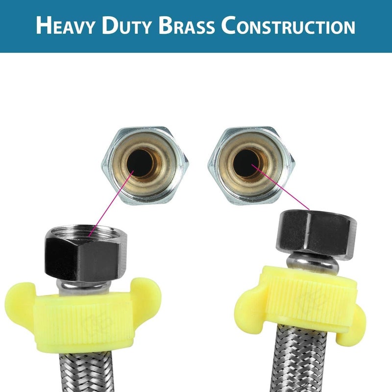METWIN 24Inch SS-304 Stainless Steel Heavy Duty Connection Pipe For Washbasin/Hot And Cold Water/Geyser Connection Pipe/Basin Mixer Connection Pipe (Pack of 2) - Image 4