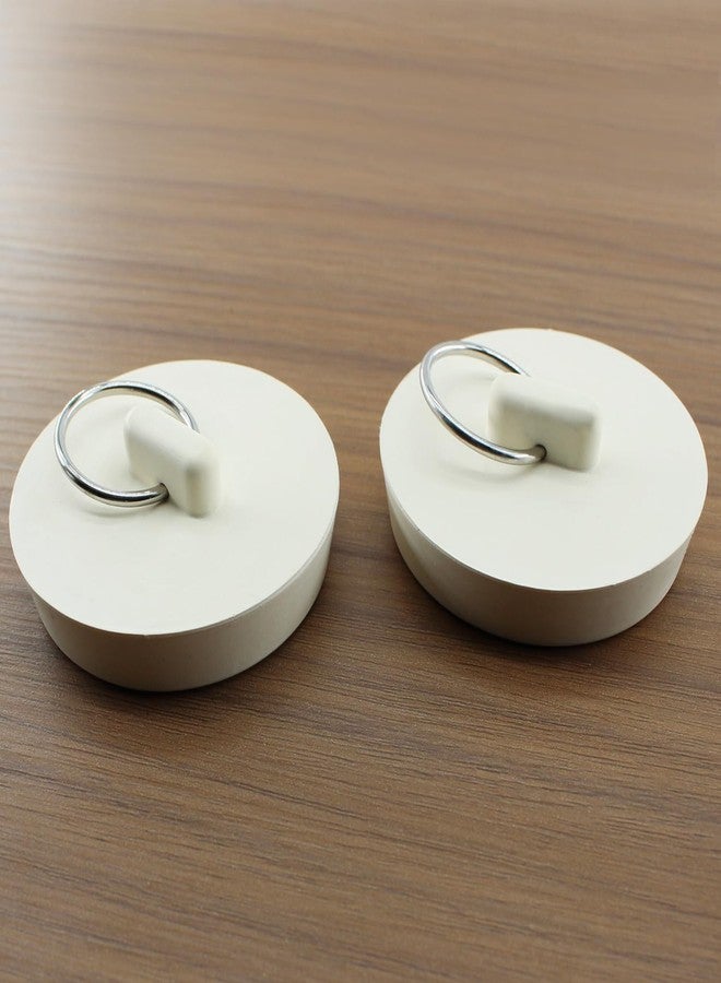 Lamvbls 2 PCS 1-7/8 inch Rubber Drain Stopper with Hanging Ring, White Tub Drain Stopper, Sink Stopper Drain Plug, Rubber Sink Plug for Bathtub, Kitchen and Bathroom - Image 2