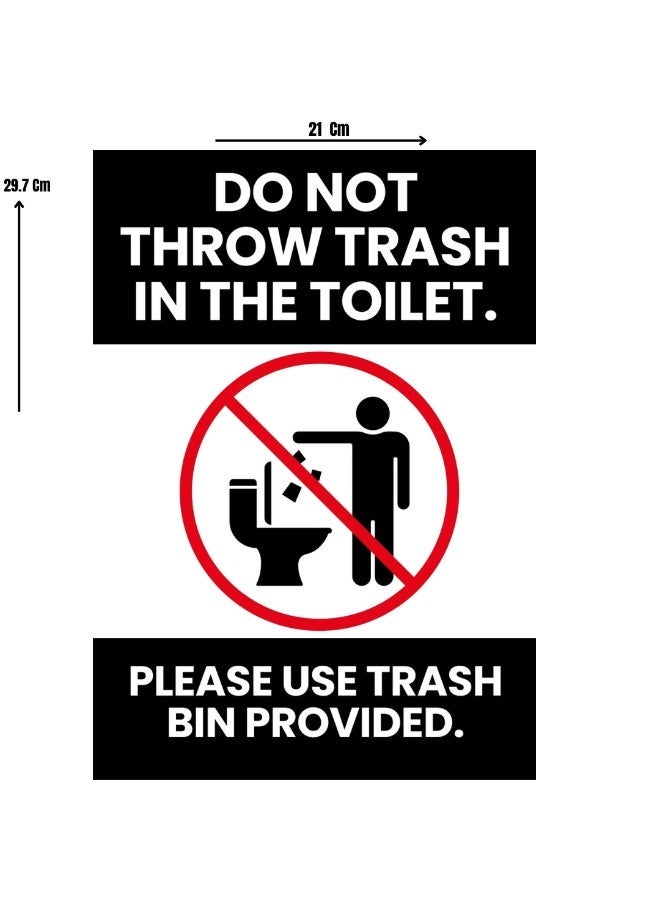 Don’t Throw Trash in the Toilet – Hygiene Awareness Sticker A4 Size with Matt Lamination - Image 1