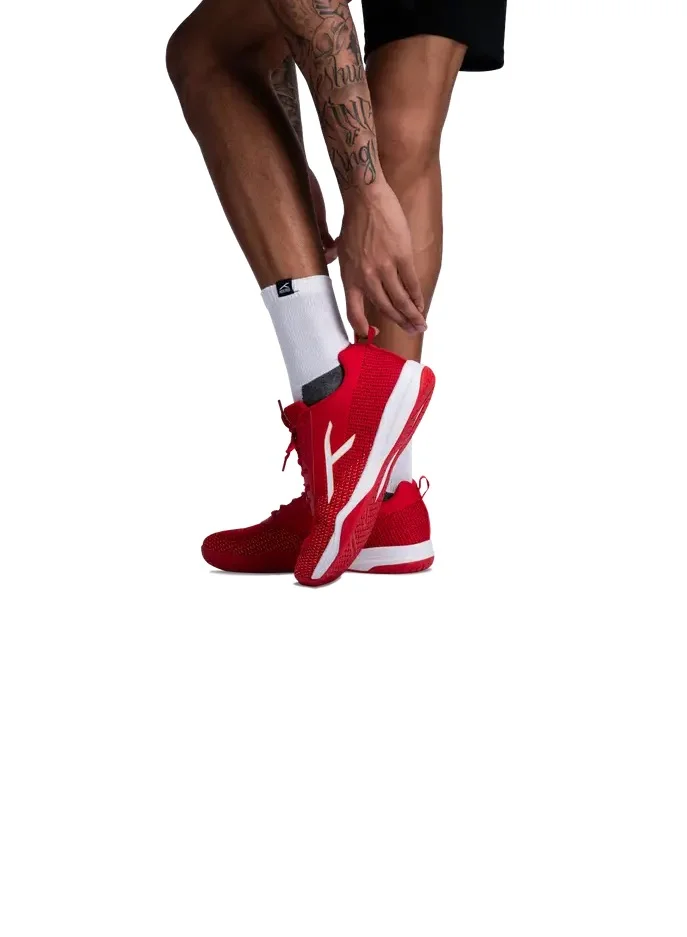 HUNDRED Blade Lite Badminton Shoes (Non Marking) | Also Perfect For Squash, Table Tennis, Volleyball, Basketball & Indoor Sports | Lightweight & Durable (Red/Orange/White,10 Uk)
