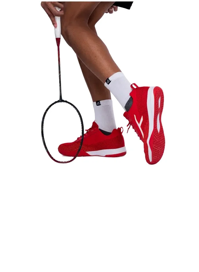 HUNDRED Blade Lite Badminton Shoes (Non Marking) | Also Perfect For Squash, Table Tennis, Volleyball, Basketball & Indoor Sports | Lightweight & Durable (Red/Orange/White,10 Uk)